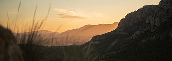 Gebirge in Jumilla bei Sonnenuntergang