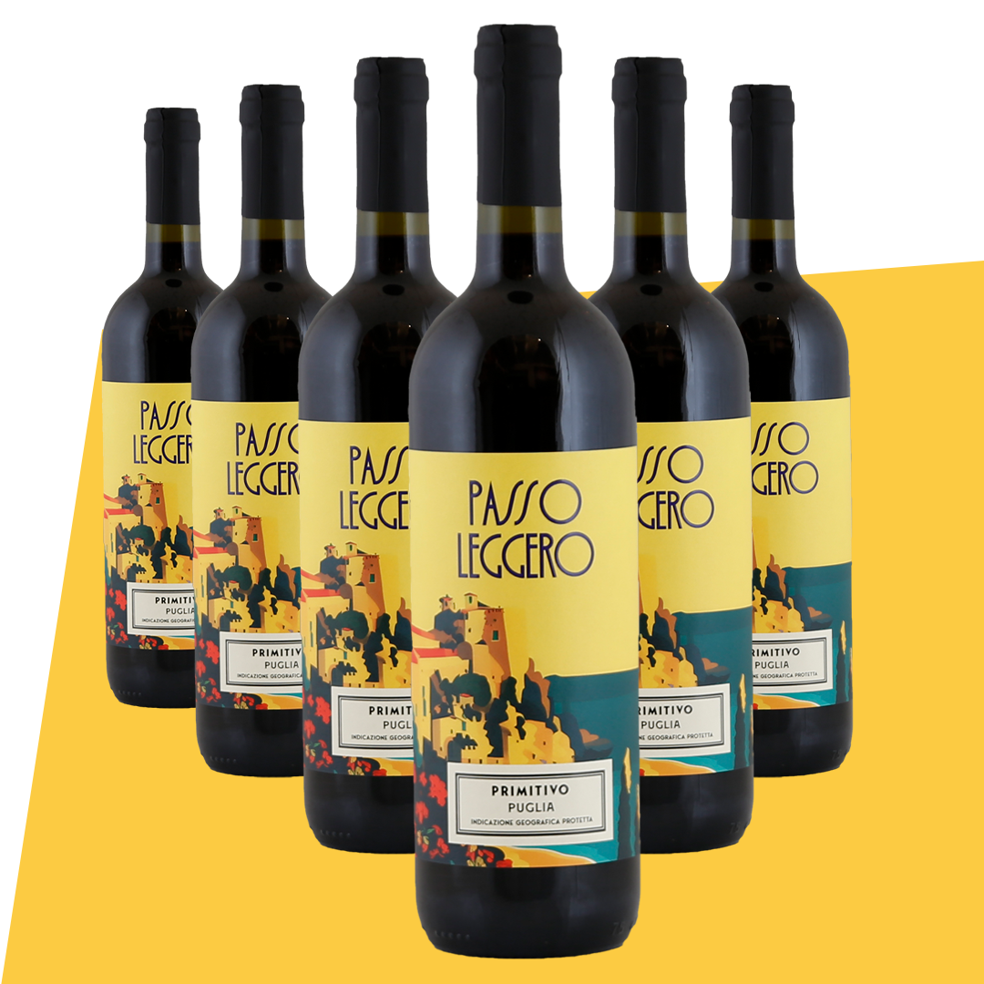 6 Flaschen-Paket Passo Leggero Primitivo 2022 Compagnia Mediterranea del Vino Meravino DE