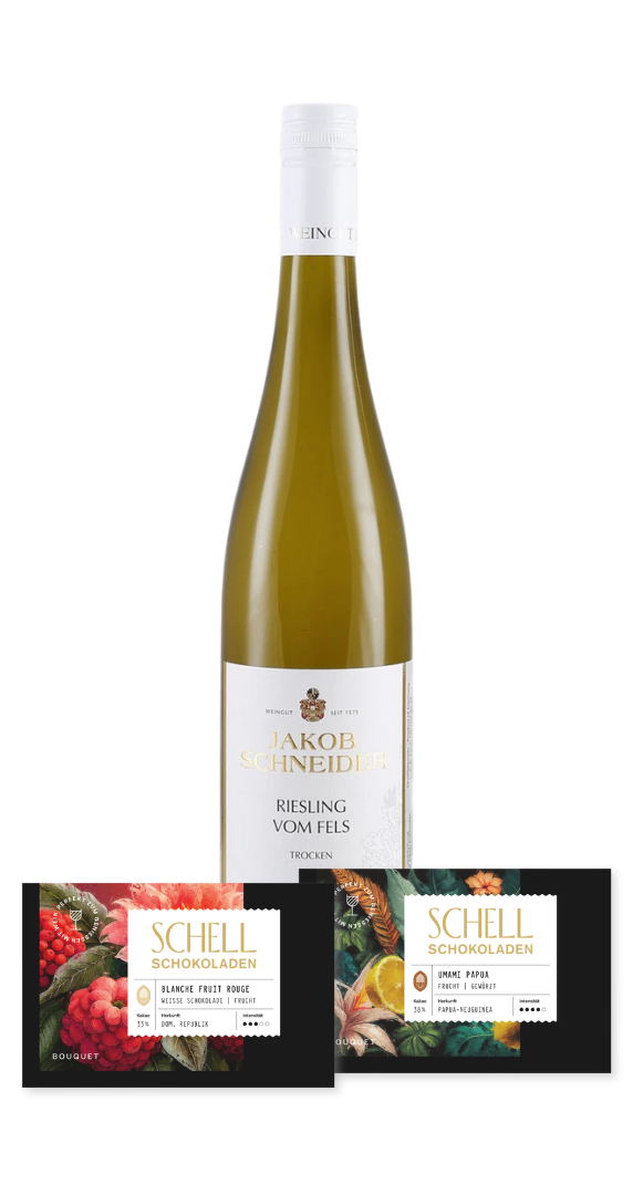 Geschenkpaket Weißwein (1*Wein + 2* Schokolade im Geschenkkarton)